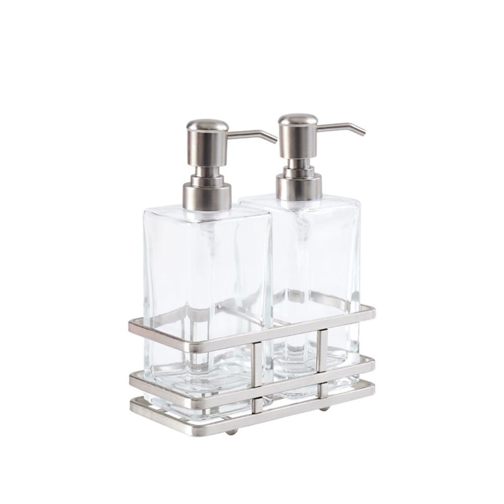Better Home & Gardens Soap Lotion Glass Pump Dispenser Satin Nickel Bathroom